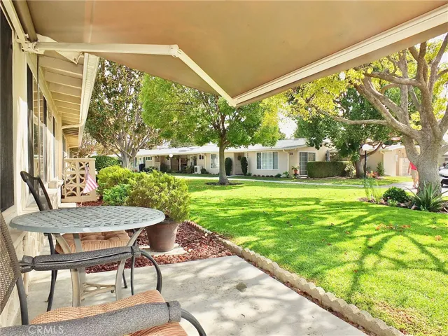 Sitting area has retractable awning