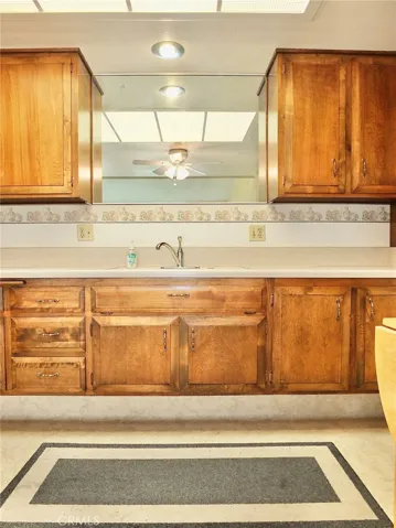 Kitchen has large skylight