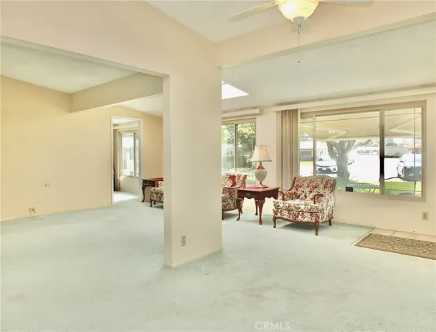 Ceiling fan in large living area
