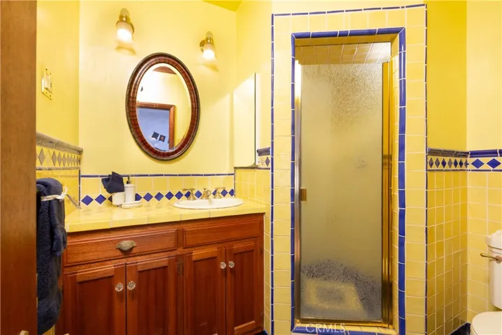 previous owner put in 3/4 bath where closet was