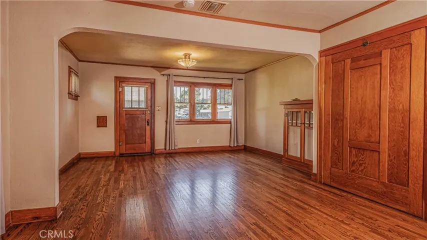 Living room with built-in bookcase
