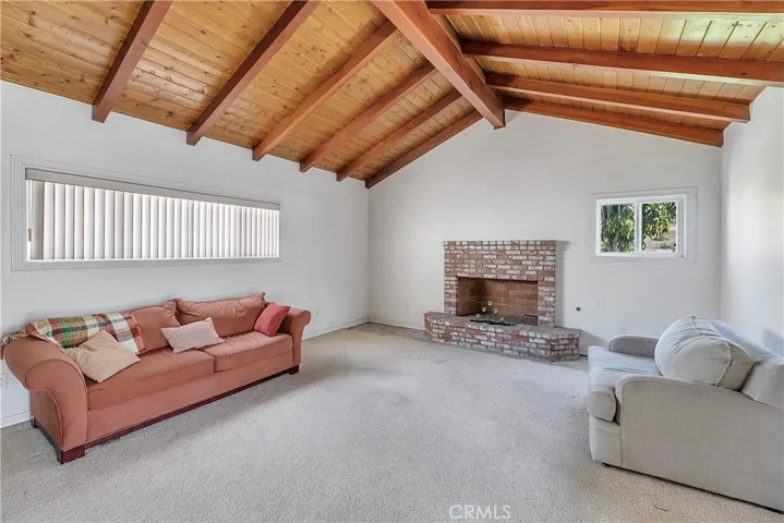 Family Room with Brick Fireplace