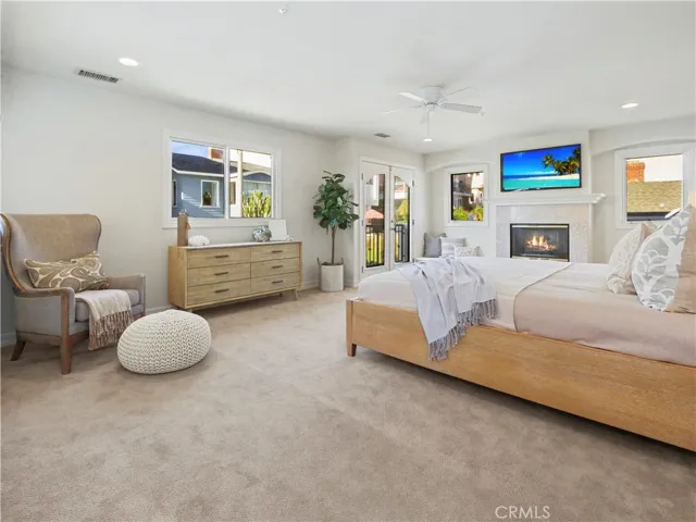 master bedroom with fireplace & 2 walk in closets