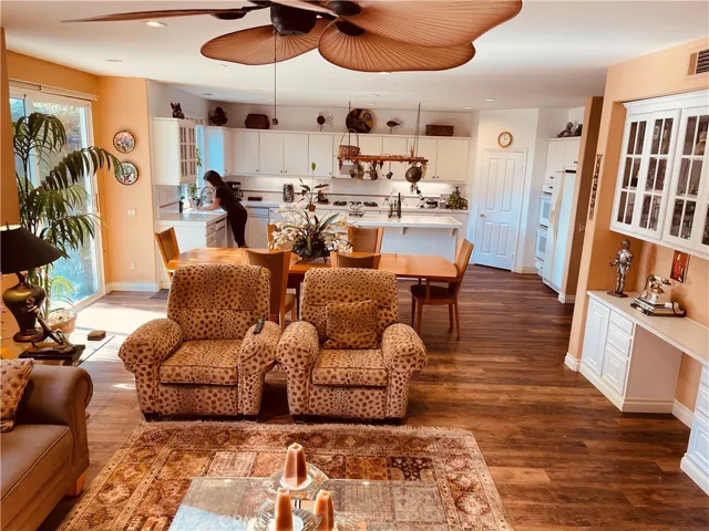 Open plan, family room and kitchen.
