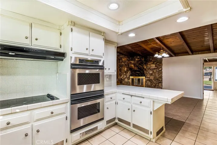 Kitchen with stainless-steel appliances