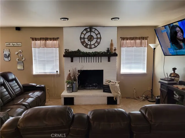 Very large fireplace in living room
