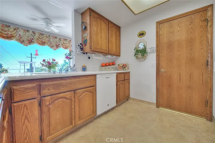 View out to the serene backyard and pool while in the kitchen