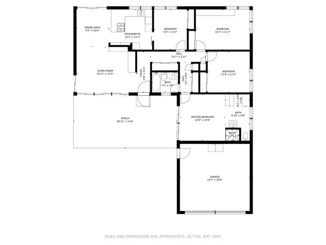 A nice floor plan with 4 bedrooms and 2 baths.