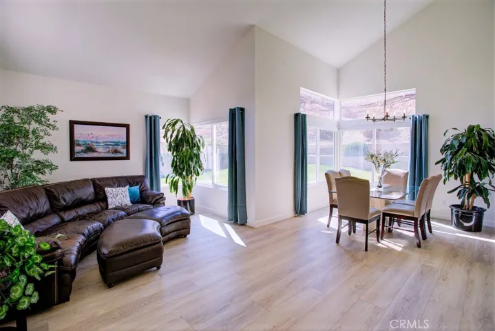 Living room open to dining room