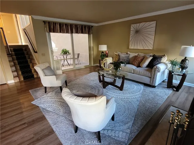 Living room with view of atrium.