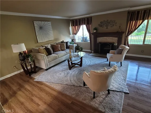 Living room with fireplace