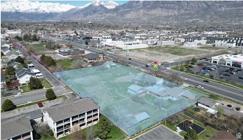 Aerial view featuring a mountain view