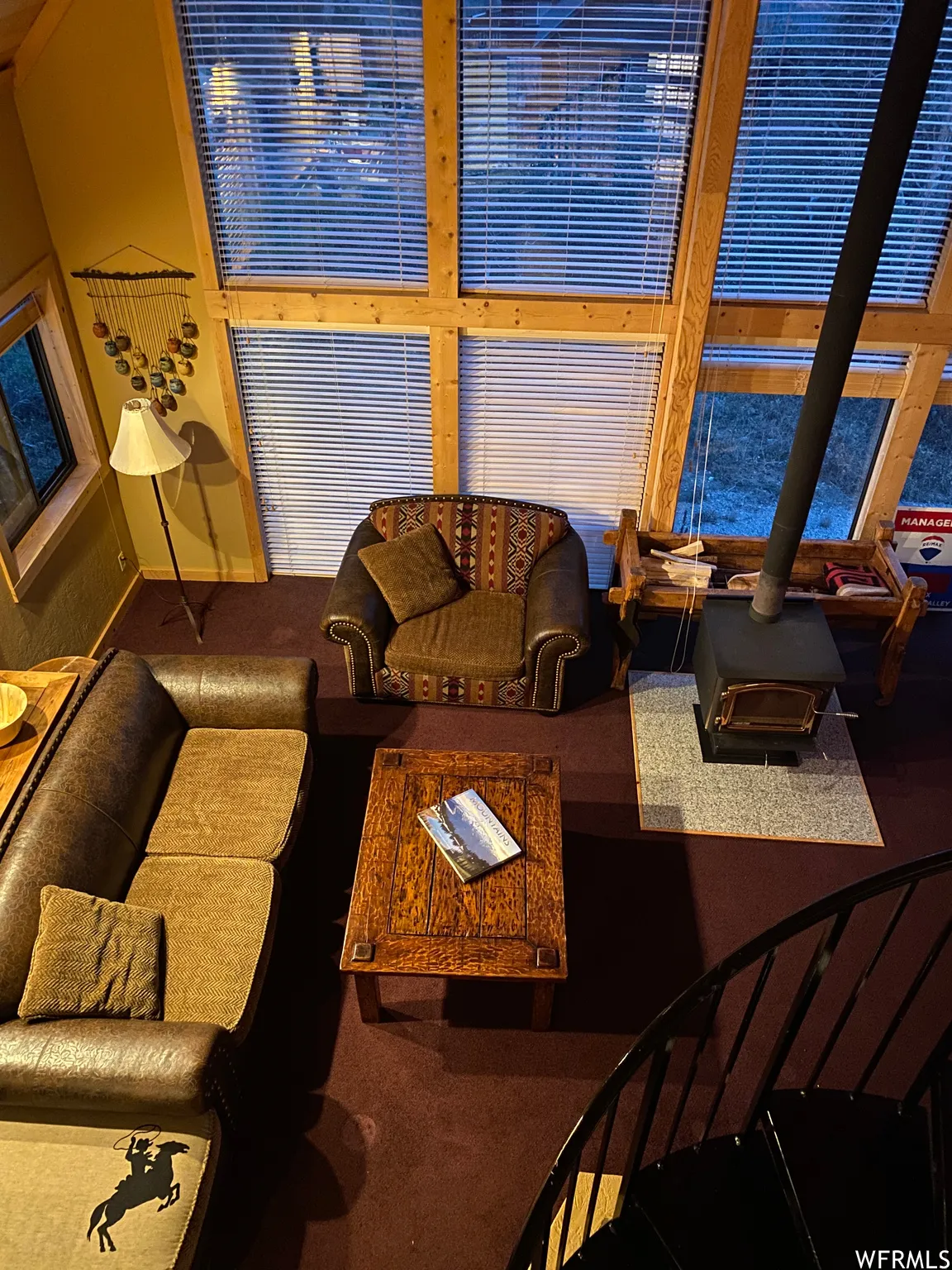 View of vaulted living room