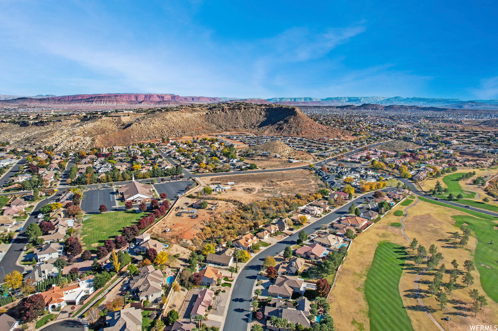 Aerial view featuring a mountain view
