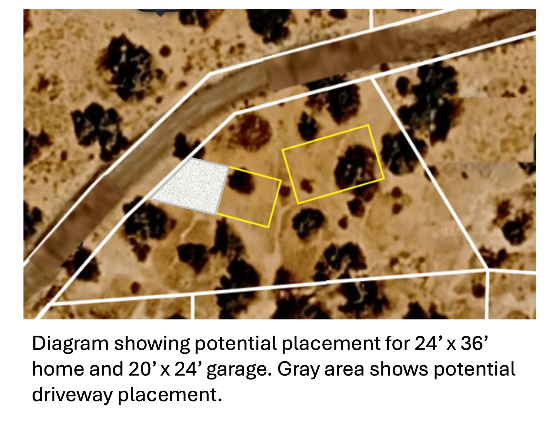 Site Plan. Illustrating potential building and access area configurations on the property