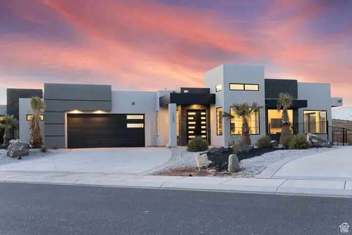 Contemporary house featuring a garage