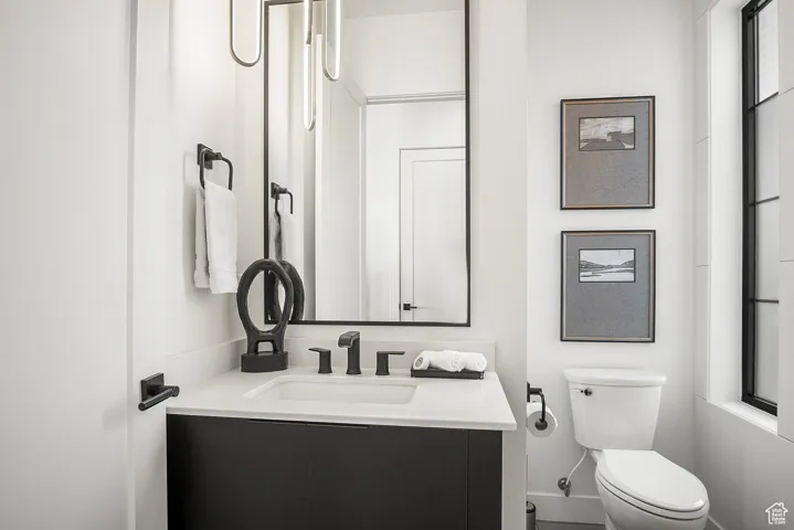 Bathroom with vanity and toilet