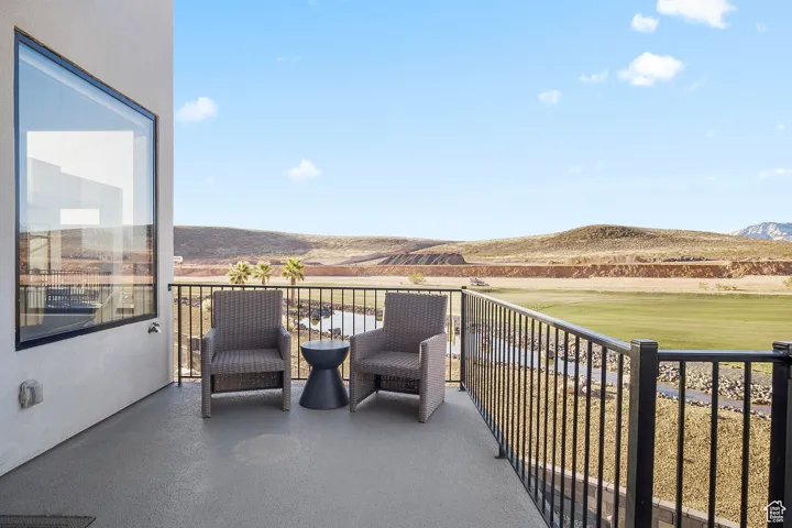 Balcony with a mountain view
