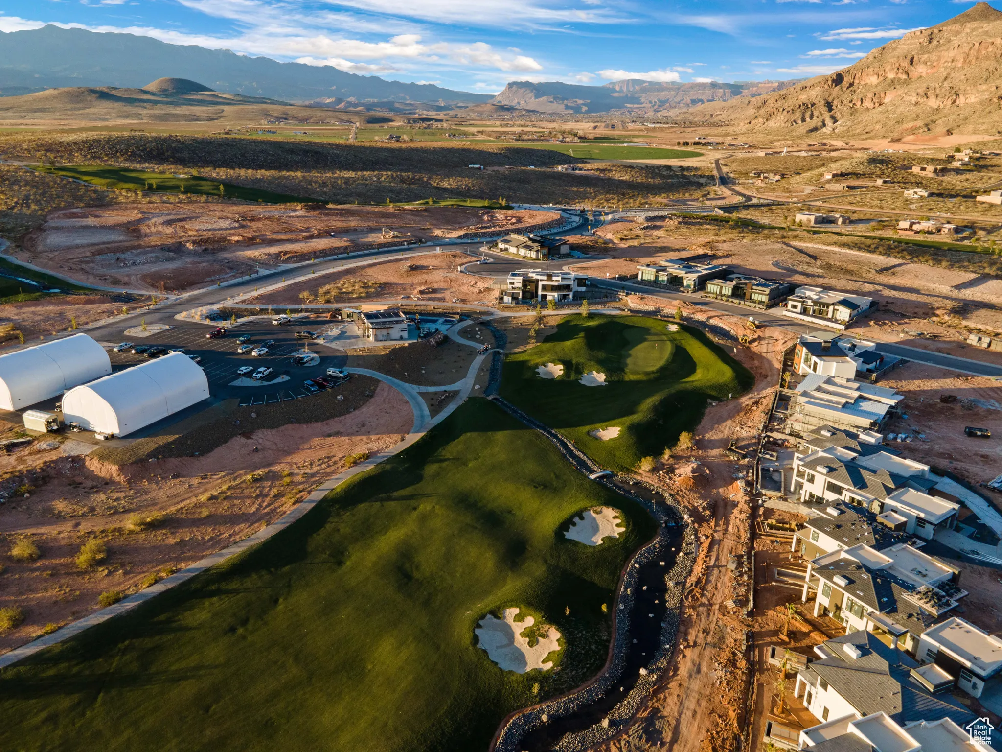 Aerial view featuring a mountain view