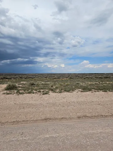 Expansive undeveloped land featuring a gravel road, natural ground cover, and a distant horizon