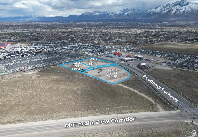 Birds eye view of property with a mountain view