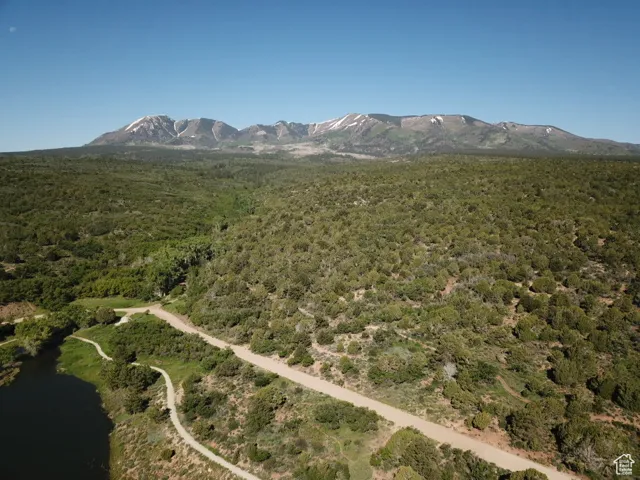 Birds eye view of property with a mountain view