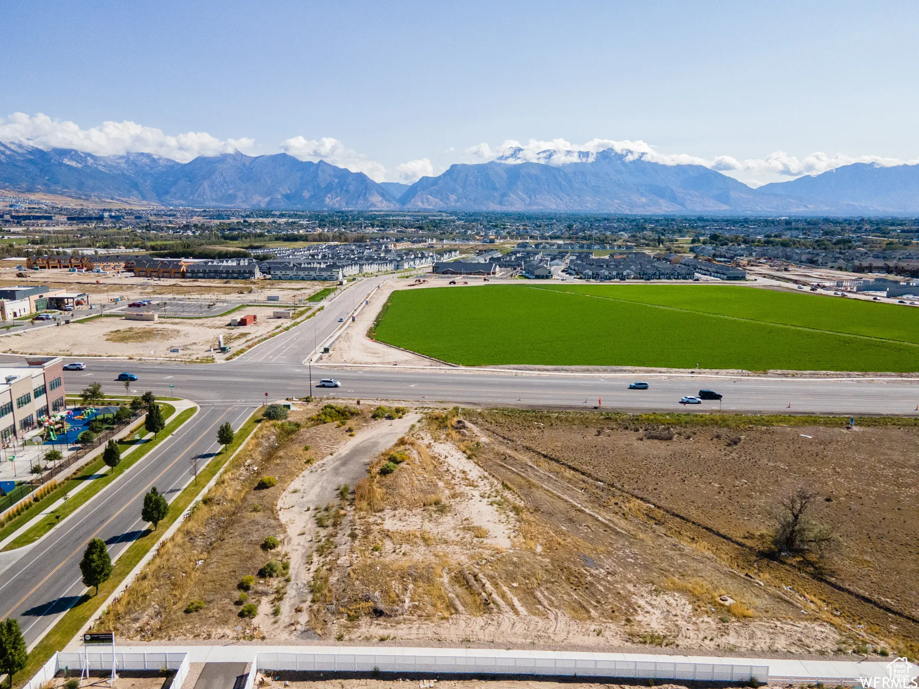 Aerial view featuring a mountain view