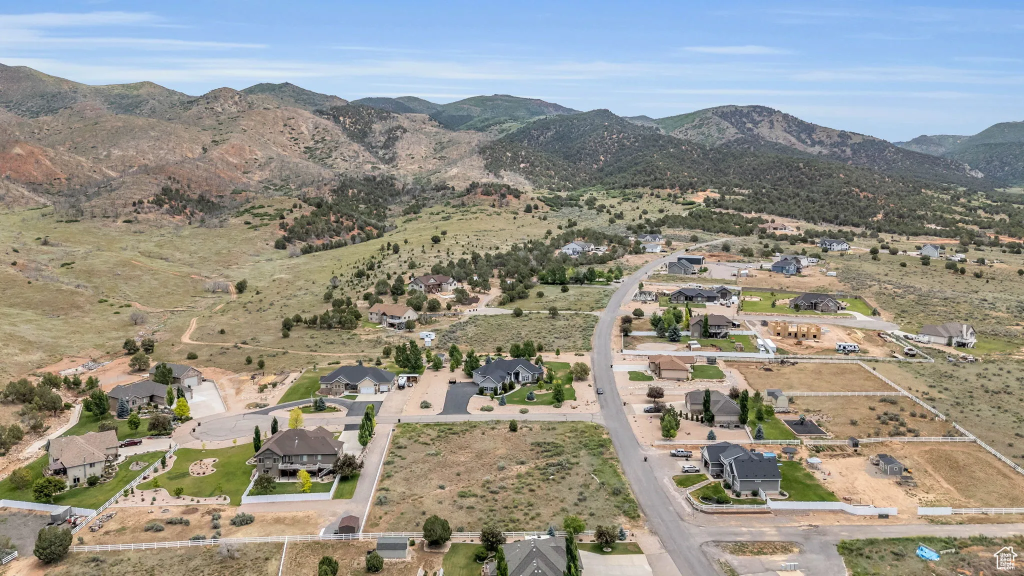 Drone / aerial view with a mountain view