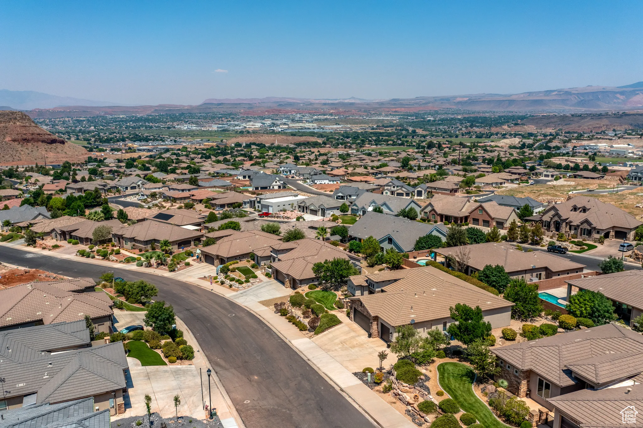 Aerial view featuring a mountain view