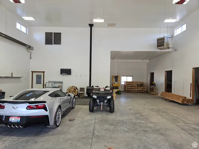 Garage with a heating unit