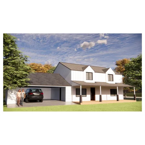 View of front of home with a front yard, a garage, and driveway