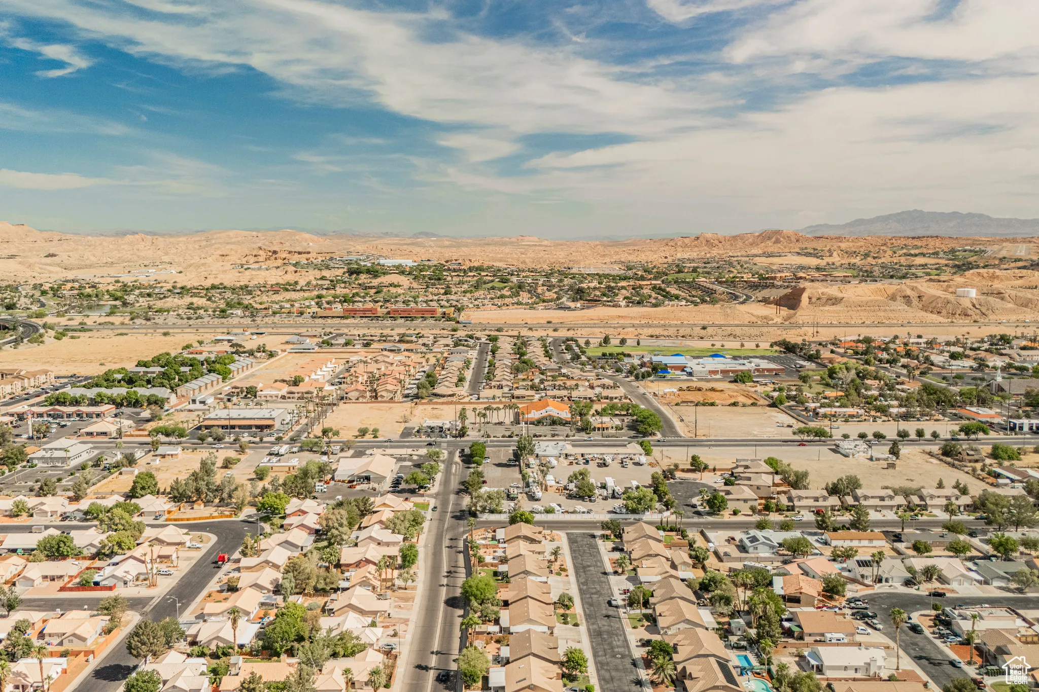 Aerial view featuring a mountain view