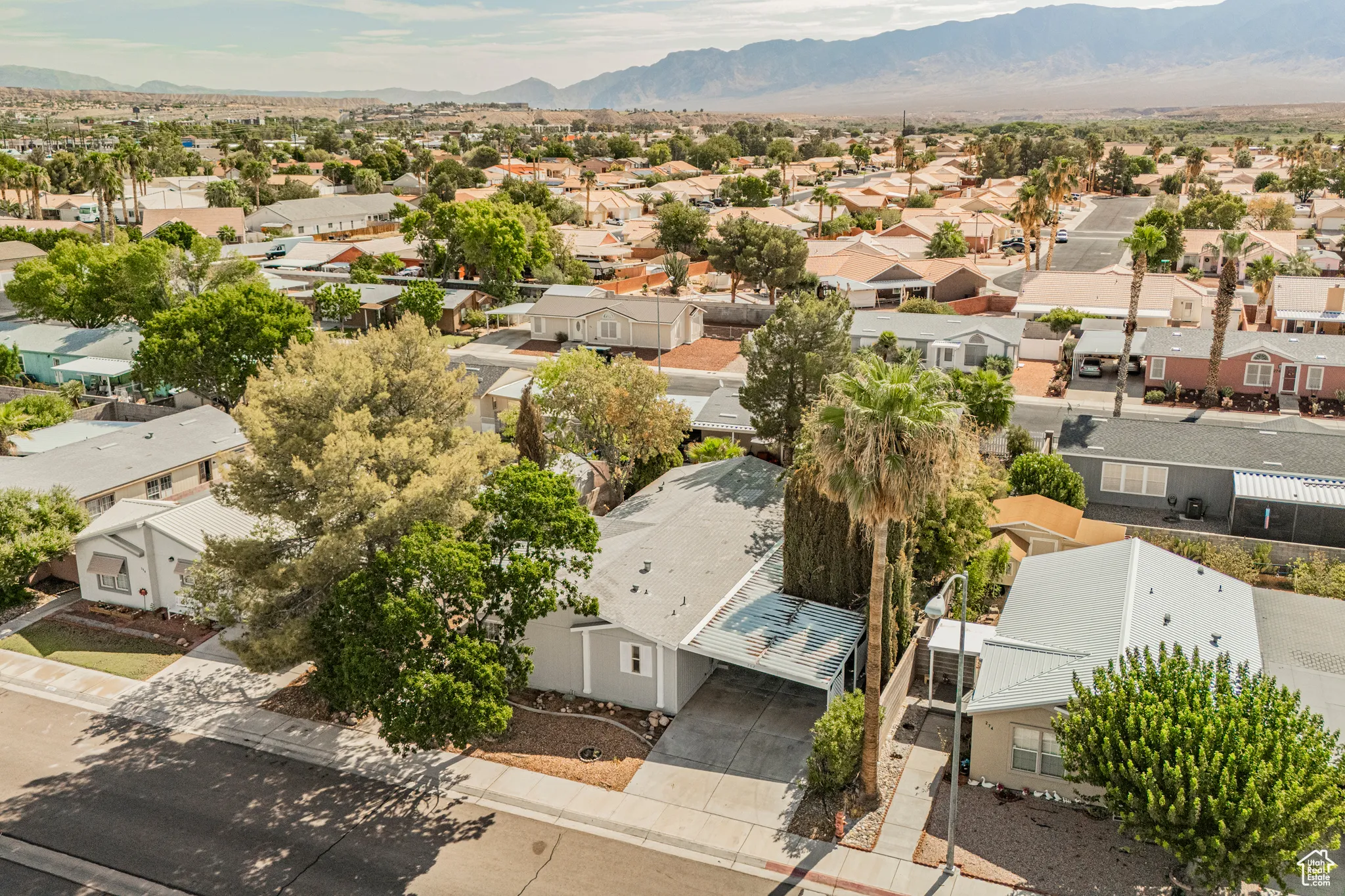 Aerial view featuring a mountain view