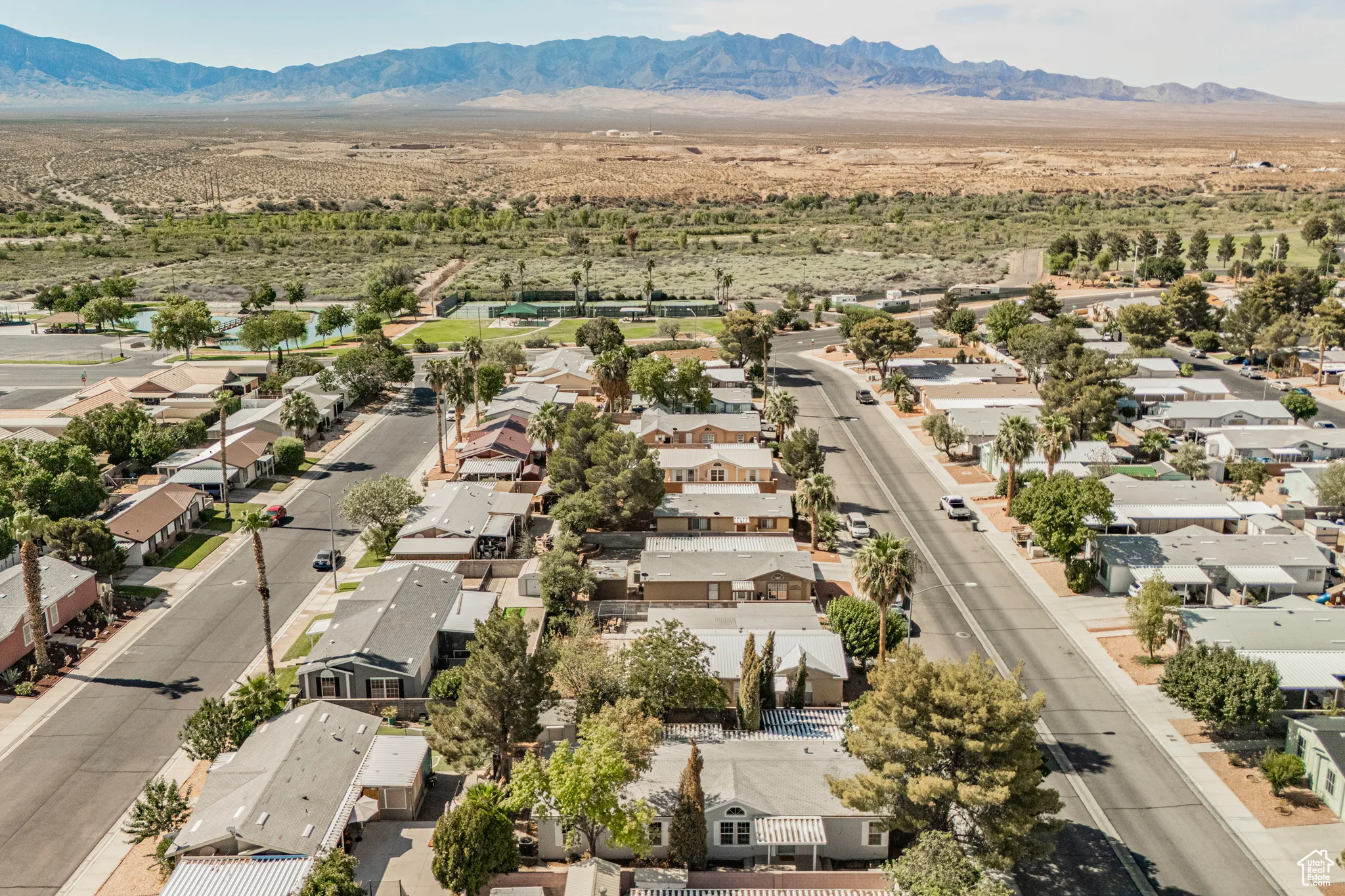 Drone / aerial view with a mountain view
