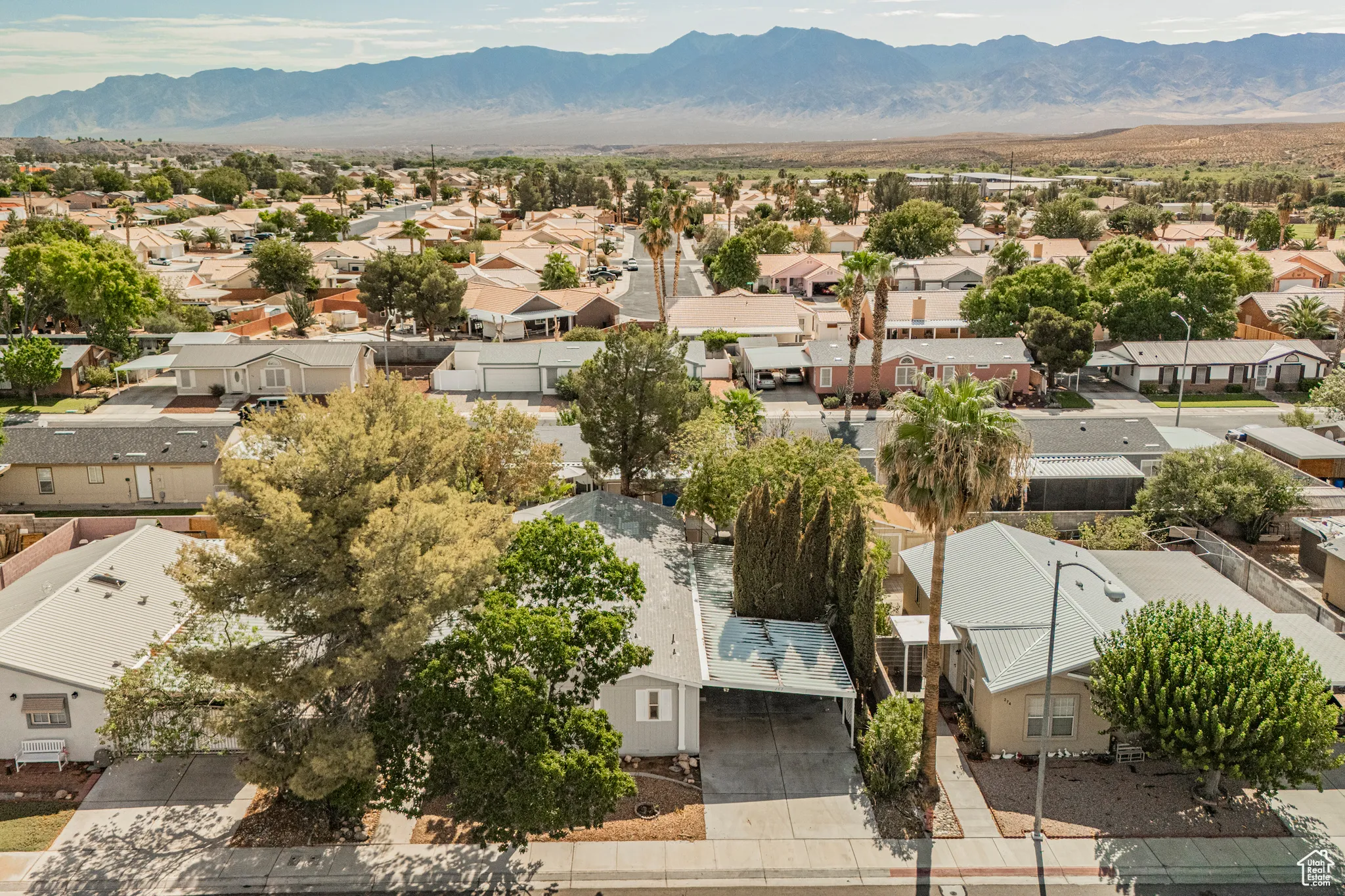 Aerial view featuring a mountain view