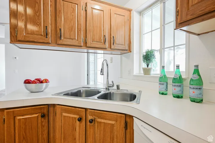 Kitchen with sink, dishwasher, and plenty of natural light