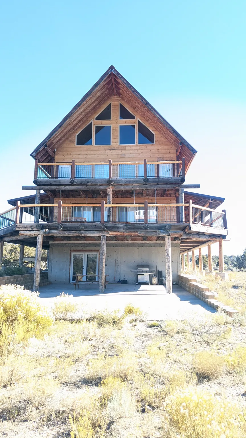 Back of house with a deck and a patio