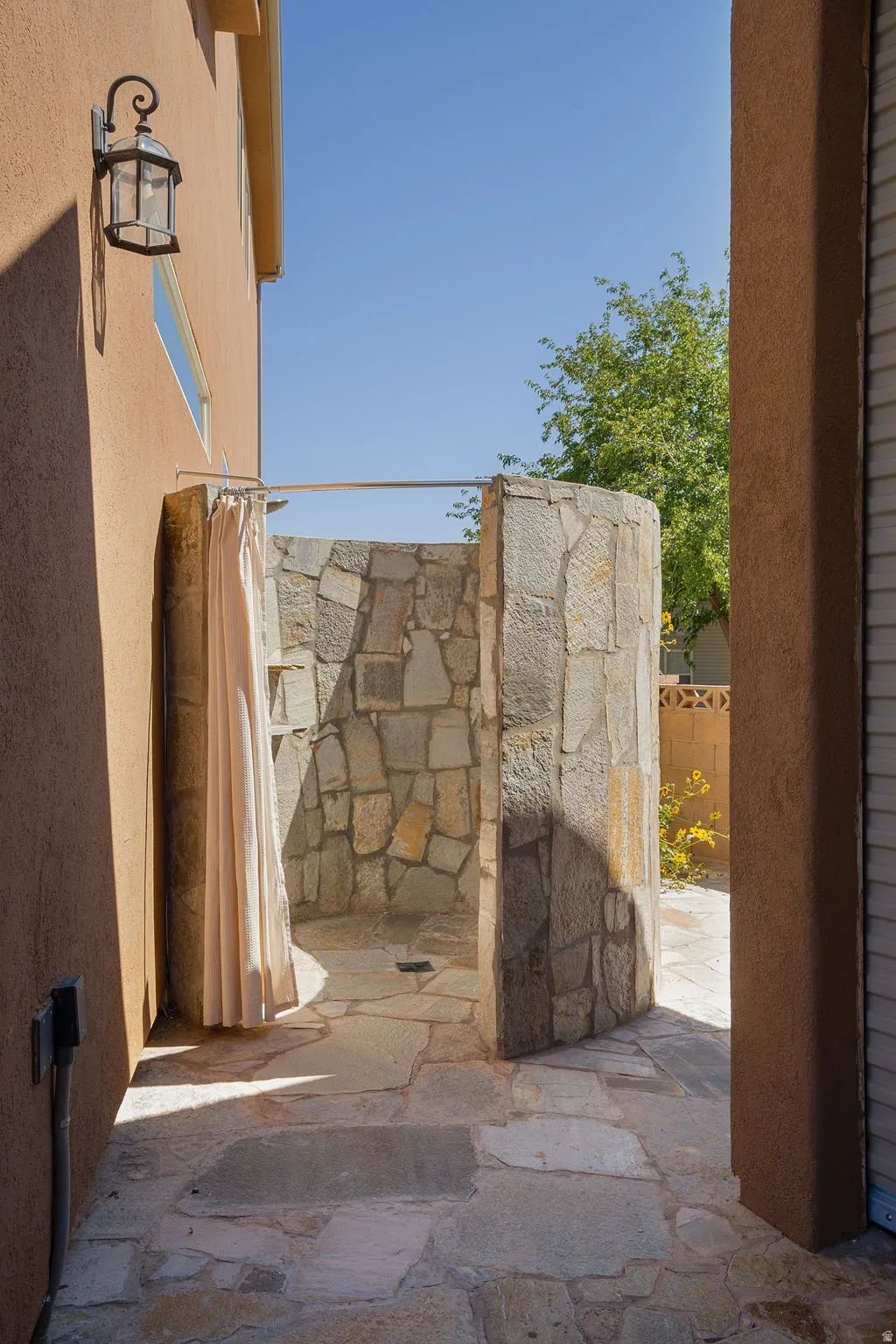 Outdoor shower. Rinse off after the pool, the trail, or a long day in the arena.