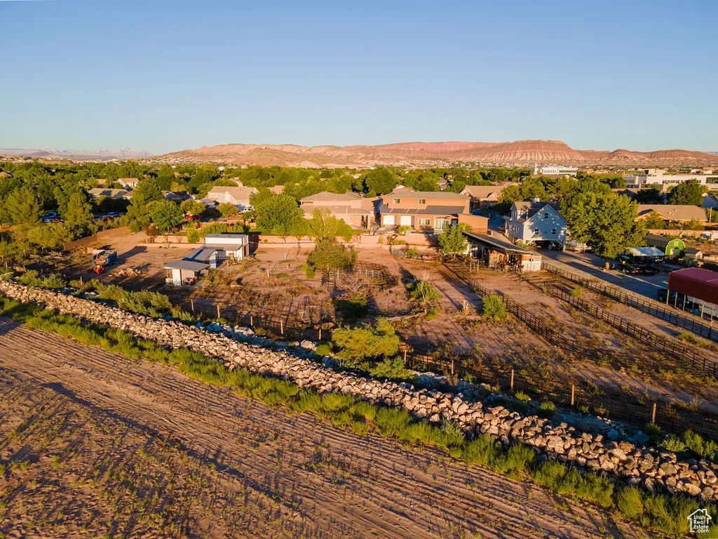 Aerial view featuring a mountain view