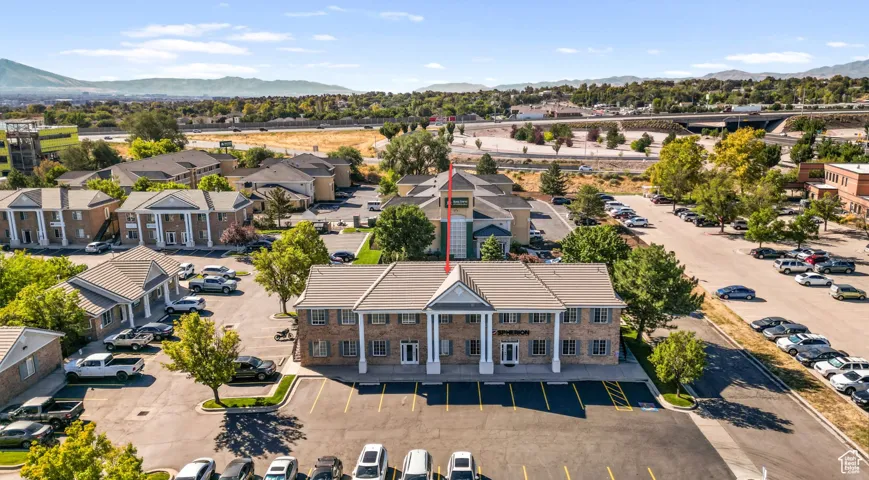 Drone / aerial view featuring a mountain view