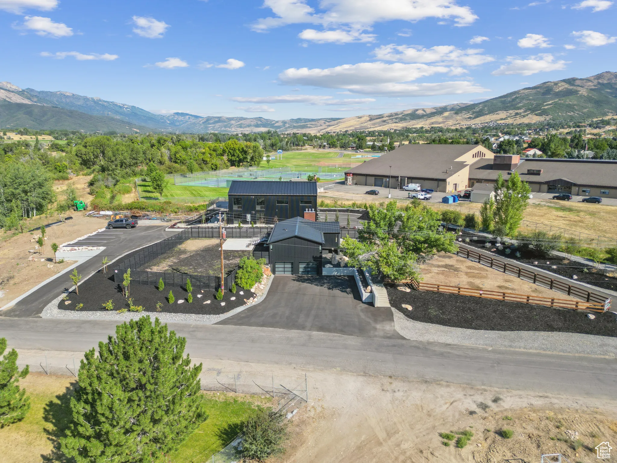 Drone / aerial view with a mountain view