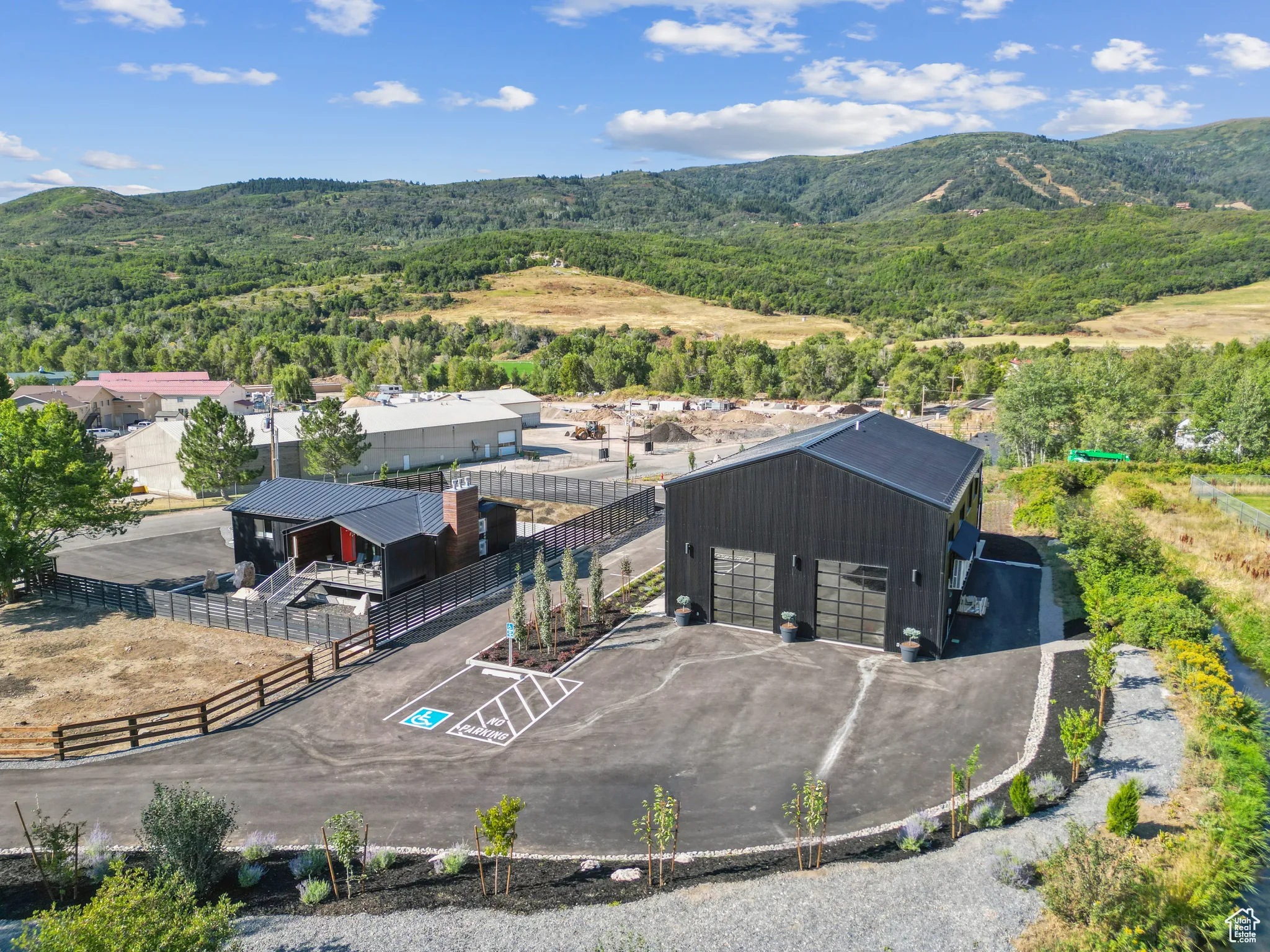 Drone / aerial view with a mountain view
