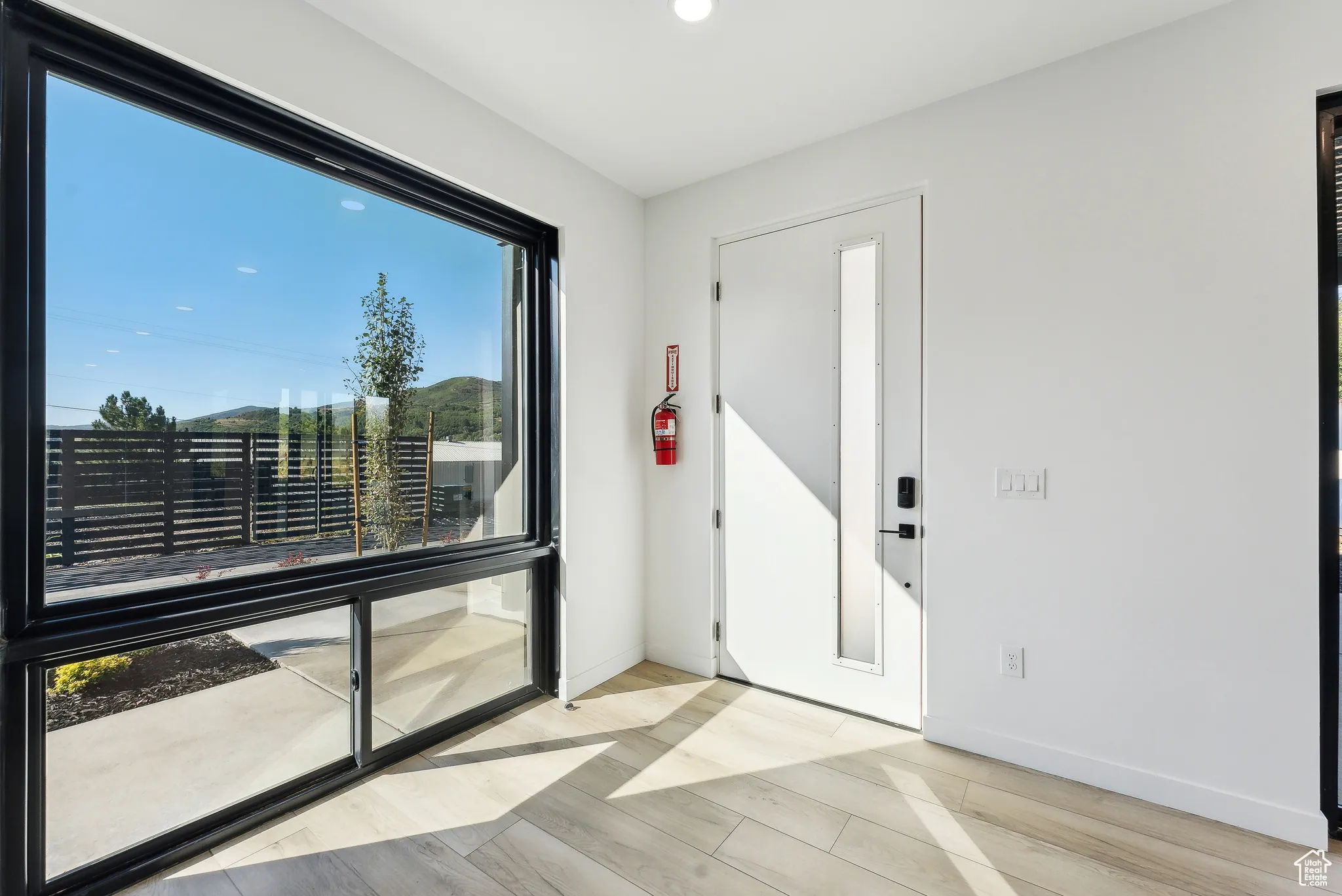 Foyer entrance with light hardwood / wood-style flooring