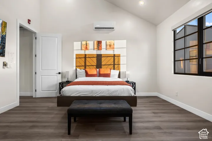 An upstairs bedroom with vaulted ceilings and its own temperature control.