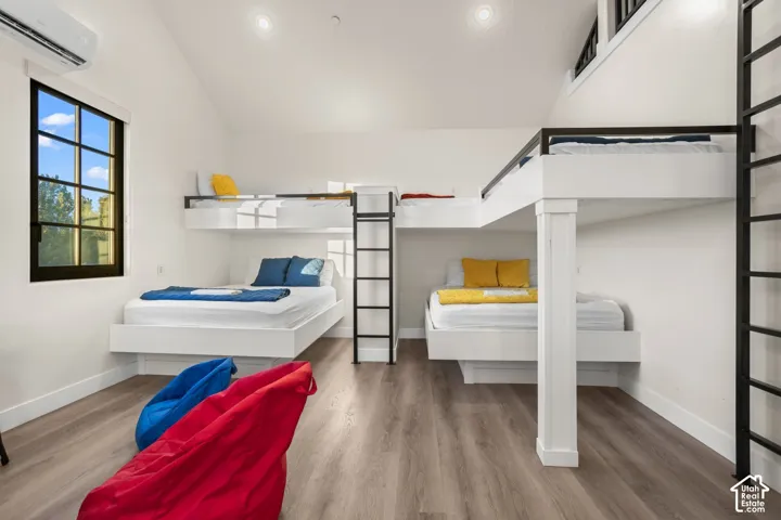 The bunk room has built-in bunks and plenty of floor space, part of a layout that sleeps 24+.