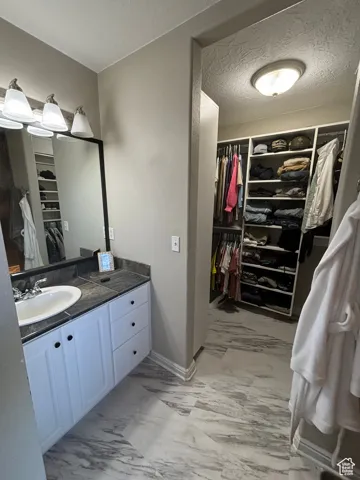 Primary Bathroom featuring vanity and walk-in closet