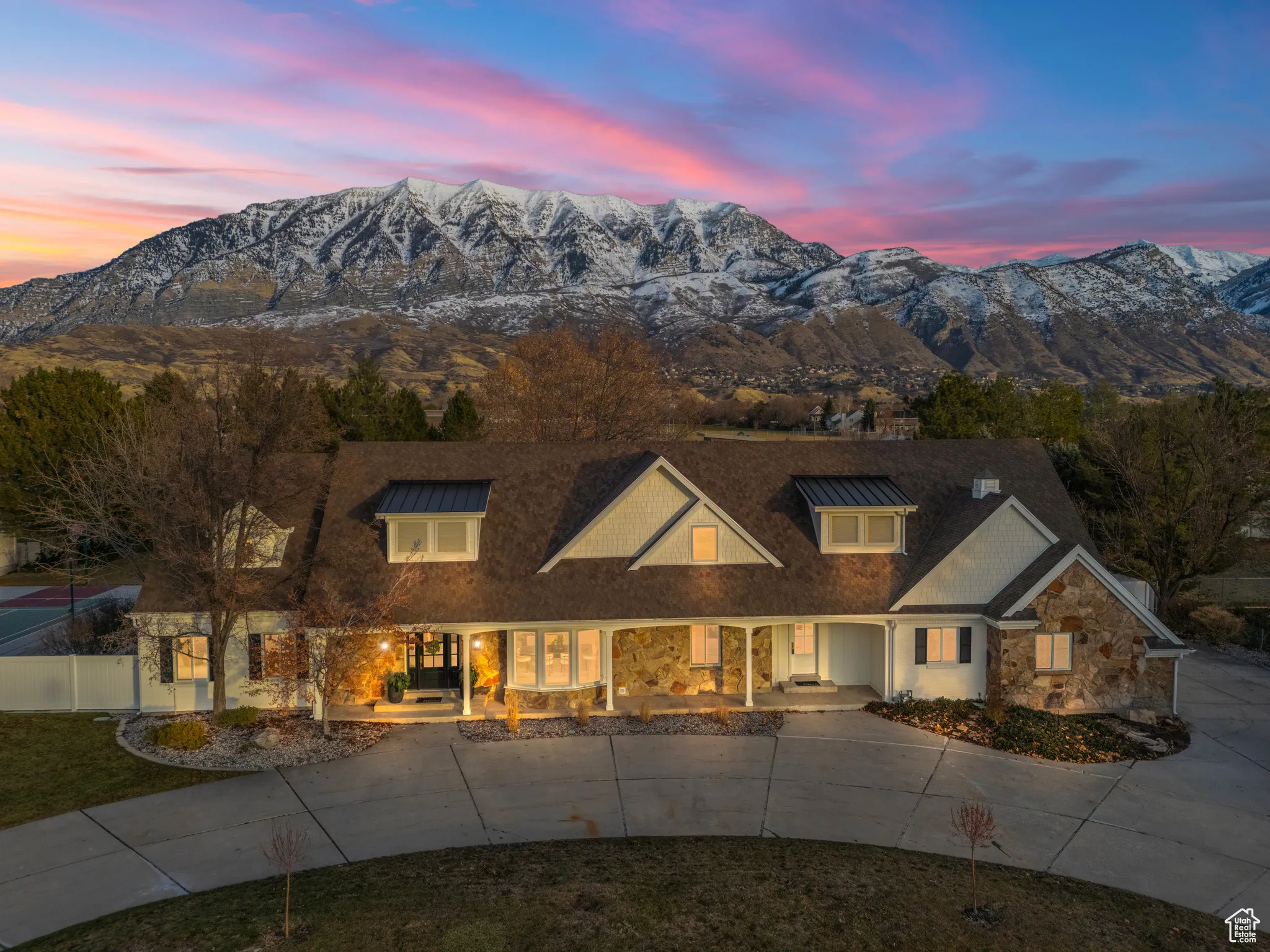 View of front of home with a mountain view