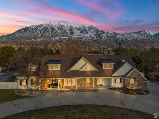 View of front of home with a mountain view