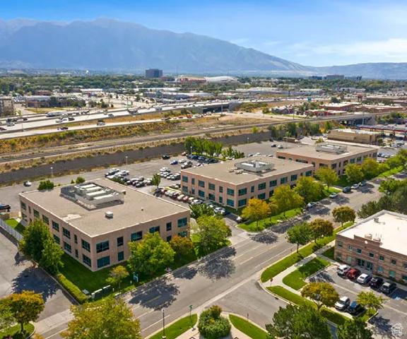 Aerial view featuring a mountain view