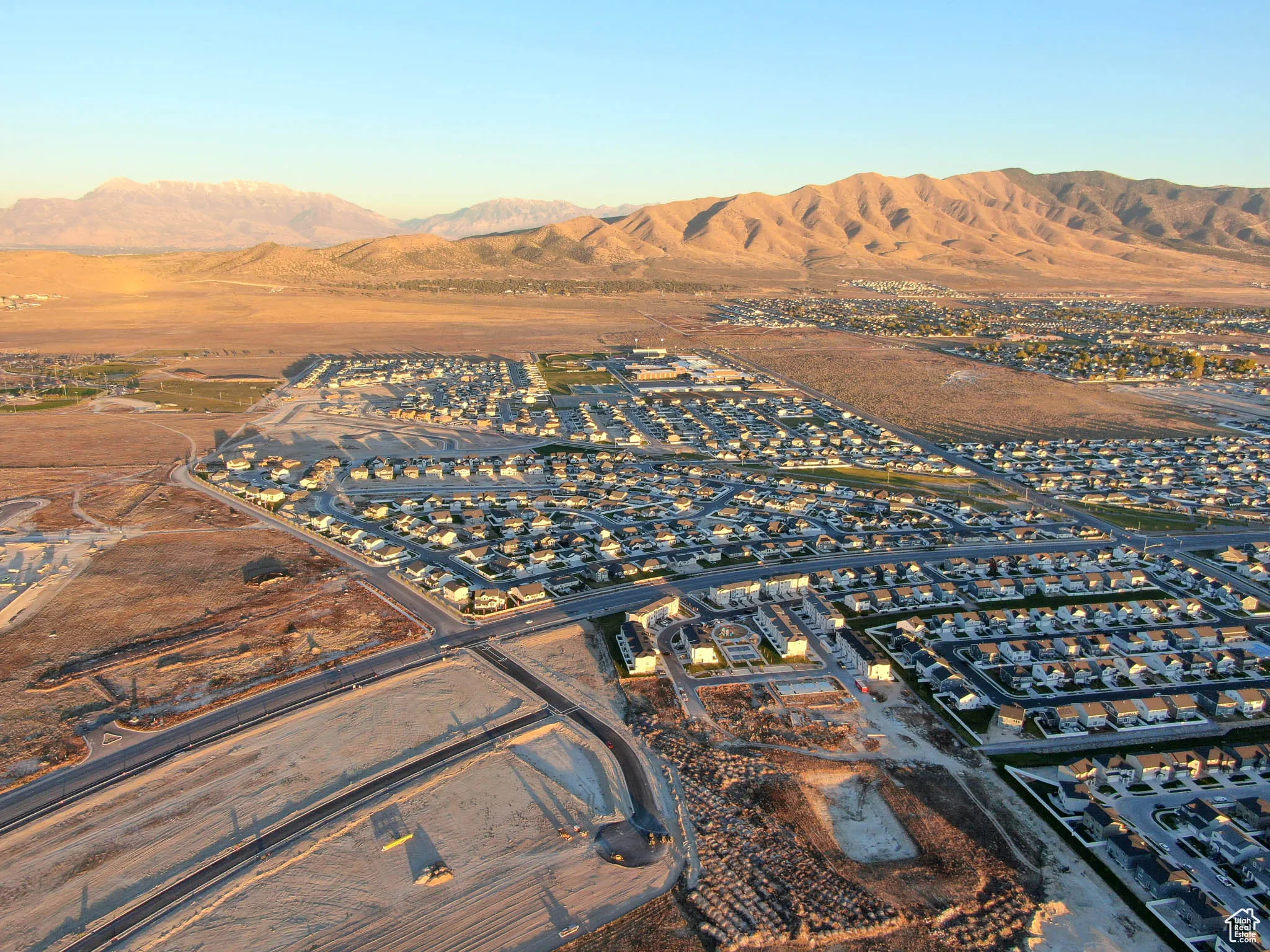 Drone / aerial view with a mountain view